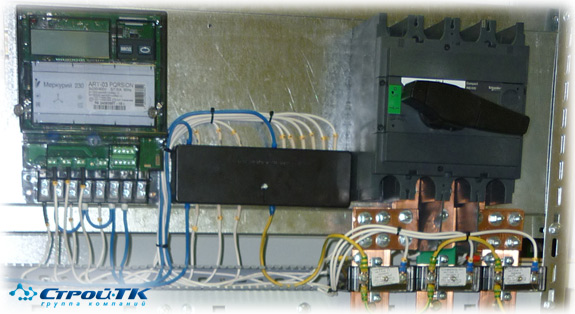 Трехфазный счетчик электроэнергии, трансформаторы тока в ВП ВРУ.
